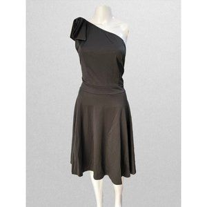 Jasambac Black One Shoulder Tie Midi Dress with Pockets (NWT)